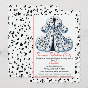 Invitación Fiesta de dálmatas inspirada en Cruella – Cumpleañ