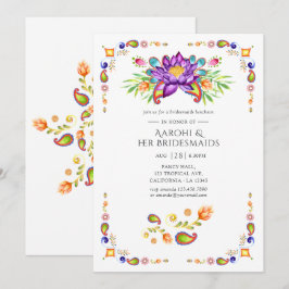 Invitación Fiesta de Damas de Honor Flor de Loto de Paisley I