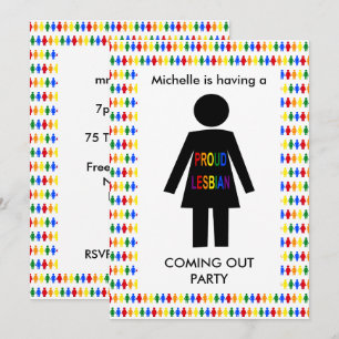 Invitación Fiesta de Damas Silueta Lesbiana LGBTQ y Arcoíris