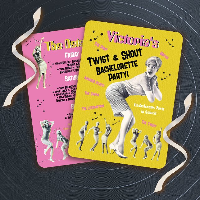 Invitación Fiesta de danza de Bachelorette Retro 60 (Subido por el creador)