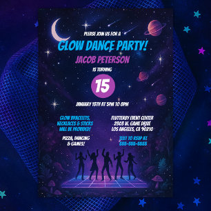 Invitación Fiesta de danza de espacio brillante adolescente c