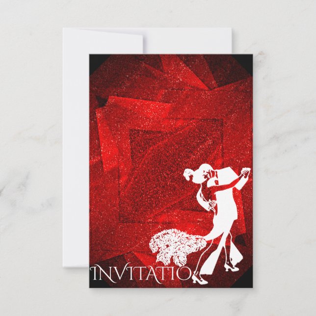 Invitación Fiesta de danza de pasión roja Charleston (Anverso)