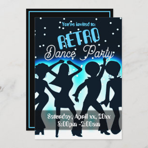 Invitación Fiesta de danza retro Verde azulado