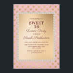 Invitación Fiesta de danza Rubor Pink Gold Tiara Sweet 16<br><div class="desc">Elegante y moda,  decorativo tiaras rosa y dorado / coronas Sweet 16 invitación a la fiesta de baile para chicas.</div>