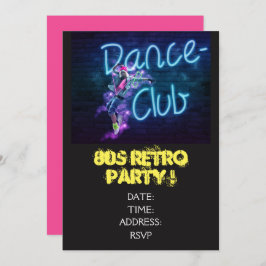 Invitación fiesta de danza temática retro de los años 80
