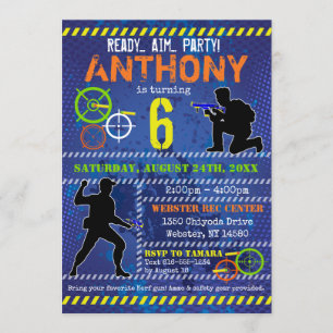 Invitación Fiesta de Dart Wars Blaster Gun Cumpleaños