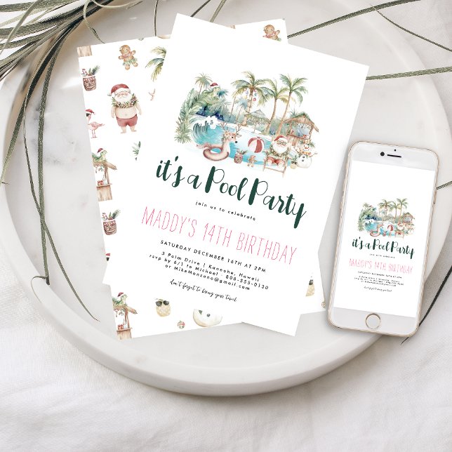 Invitación Fiesta de  de Navidades tropicales Cumpleaños (Subido por el creador)