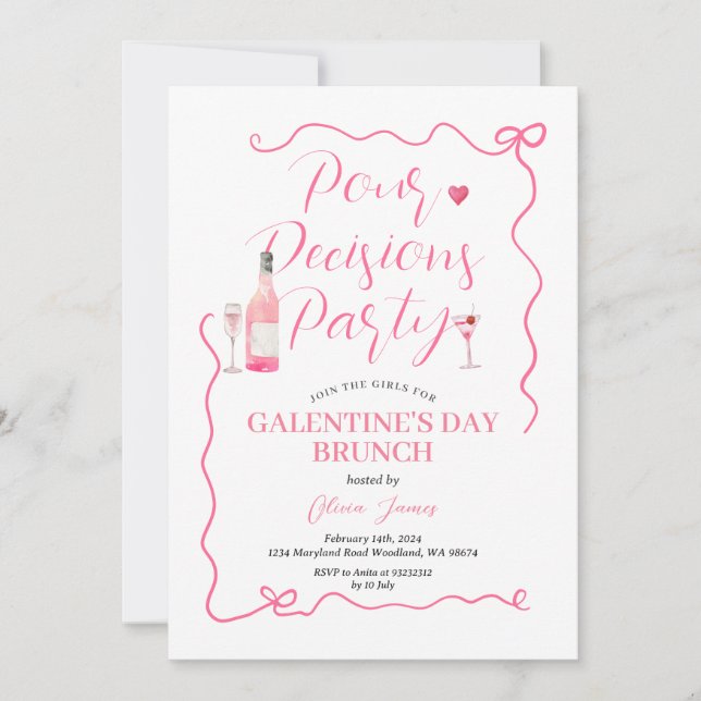 Invitación Fiesta de decisión de Pour Fiesta de San Valentín  (Anverso)