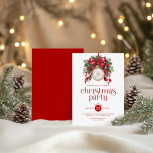 Invitación Fiesta de Decoración de Bola de Navidad y Acebo