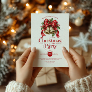 Invitación Fiesta de Decoración de Campanas y Acebo de Navida