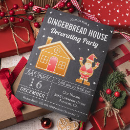 Invitación Fiesta de Decoración de Casa de Jengibre en Pizarr