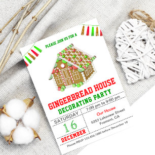 Invitación Fiesta de Decoración de Casa de Jengibre Roja y Ve