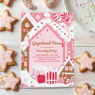 Invitación Fiesta de Decoración de Casa de Jengibre Rosa
