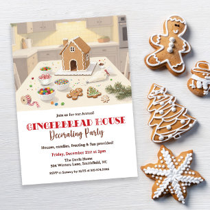 Invitación Fiesta de Decoración de Casa de Pan de Jengibre