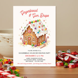 Invitación Fiesta de Decoración de Casa de Pan de Jengibre Co