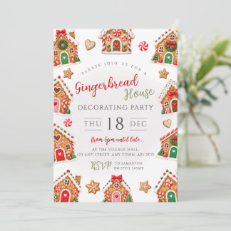 Invitación Fiesta de Decoración de Casa de Pan de Jengibre de