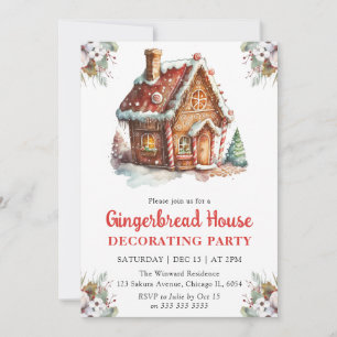 Invitación Fiesta de Decoración de Casa de Pan de Jengibre de