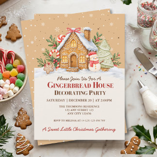 Invitación Fiesta de Decoración de Casa de Pan de Jengibre Na