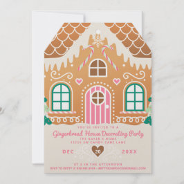 Invitación Fiesta de decoración de casa de pan de jengibre ro