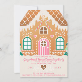 Invitación Fiesta de decoración de casa de pan de jengibre ro