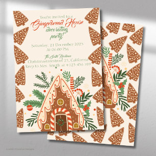 Invitación Fiesta de Decoración de Casas de Pan de Jengibre d