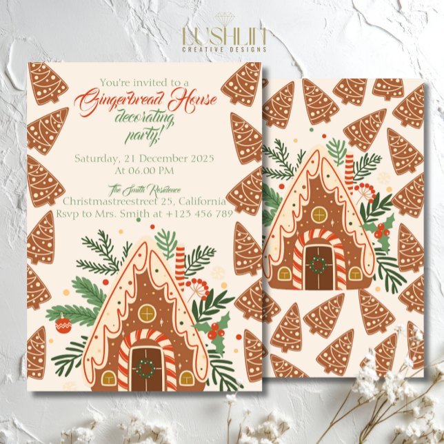 Invitación Fiesta de Decoración de Casas de Pan de Jengibre d (Subido por el creador)