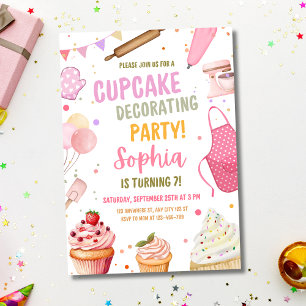Invitación Fiesta de Decoración de Cupcakes Cocina Cumpleaños