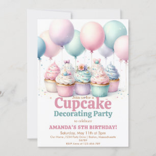Invitación Fiesta de Decoración de Cupcakes Lindos Cumpleaños
