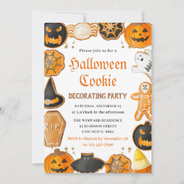 Invitación Fiesta de Decoración de Galletas de Halloween con 