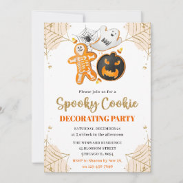 Invitación Fiesta de decoración de galletas de Halloween con 