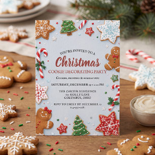 Invitación Fiesta de Decoración de Galletas de Navidad Acuare