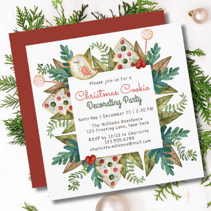 Invitación Fiesta de Decoración de Galletas de Navidad Acuare
