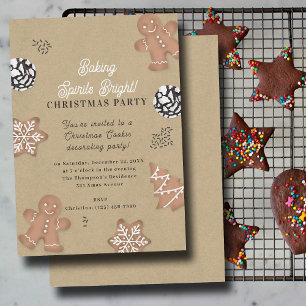 Invitación Fiesta de Decoración de Galletas de Navidad Kraft