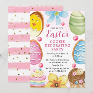 Invitación Fiesta de Decoración de Galletas de Pascua con Acu
