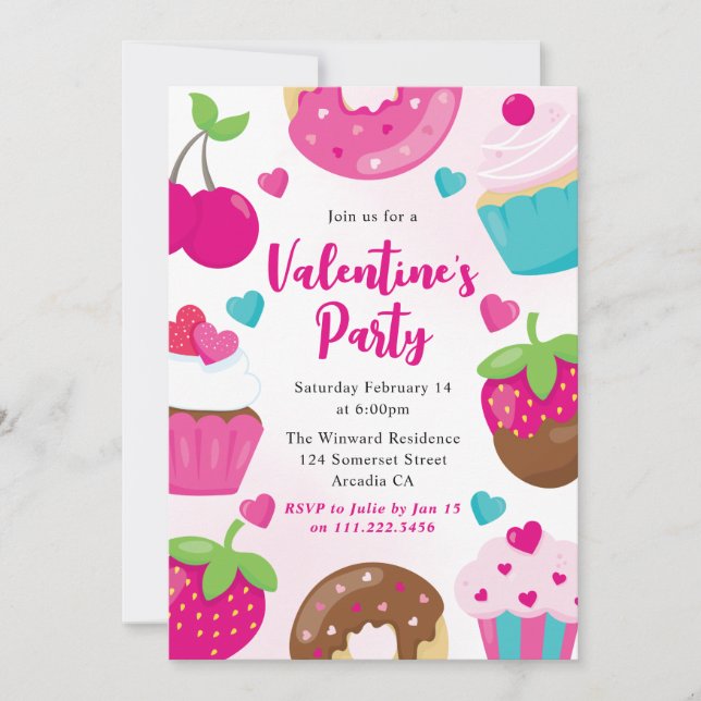 Invitación Fiesta de decoración de galletas de San Valentín (Anverso)