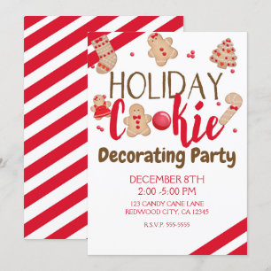 Invitación Fiesta de Decoración de Galletas Navideñas o Inter