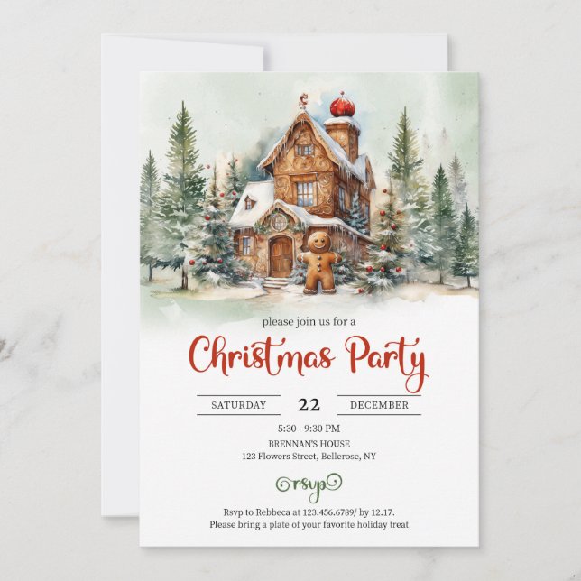 Invitación Fiesta de decoración de jengibre clásico (Anverso)