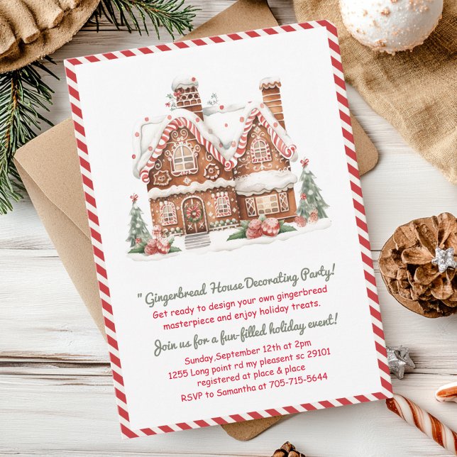 Invitación Fiesta de decoración de la casa de jengibre roja (Subido por el creador)