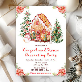 Invitación Fiesta de decoración de la casa de jengibre roja