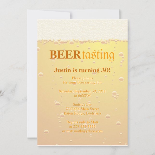 Invitación Fiesta de degustación de cerveza (Anverso)