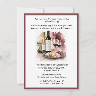 Invitación Fiesta de degustación de comida gourmet y vino fin