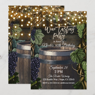Invitación Fiesta de degustación de vid de uvas de barril de
