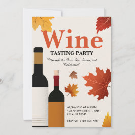 Invitación Fiesta de degustación de vino de otoño de color ro