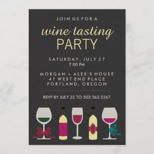 Invitación Fiesta de degustación de vino negro de Moda modern