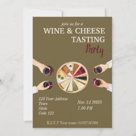 Invitación Fiesta de degustación de vino y queso