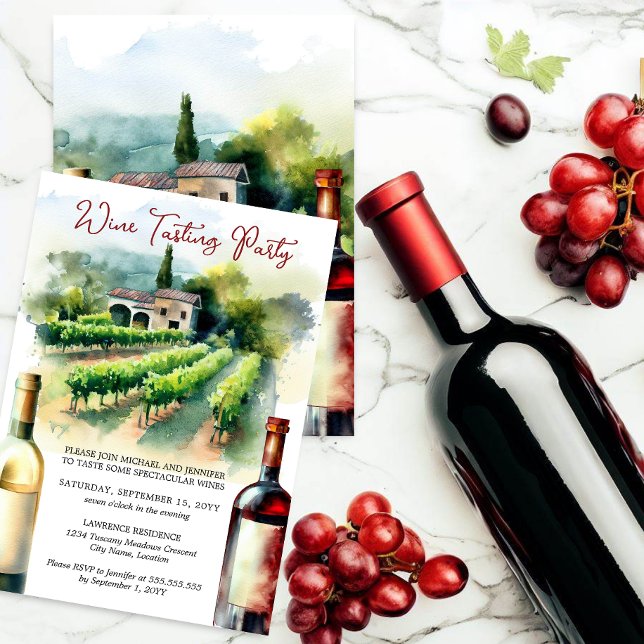 Invitación Fiesta de degustación de vinos (For the wine connoisseurs, this invitation is perfect to invite your guests to partake in wines. )