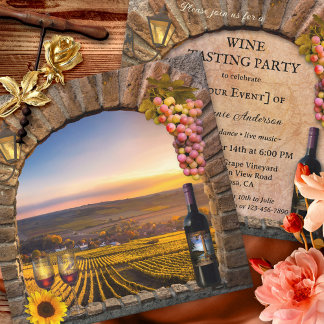 Invitación Fiesta de degustación de vinos artísticos clásicos