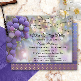 Invitación Fiesta de degustación de vinos con luces de cadena