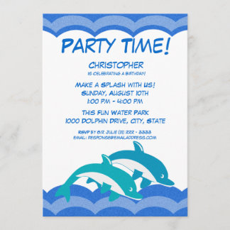 Invitación Fiesta de delfines Hora Cumpleaños
