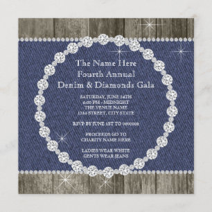 Invitación Fiesta de Denim y Diamantes Elegantes